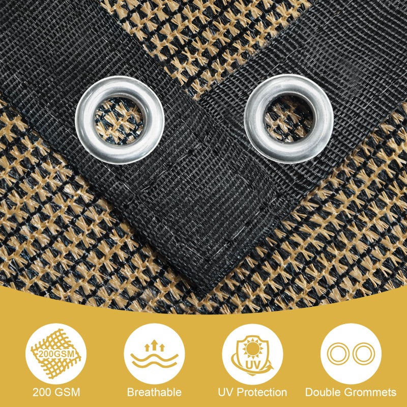 Shade&Beyond 90% Sun Shade Cloth with Grommets  8' X 10' Pergola Shade Cover Canopy  Mesh Tarp Sun Screens for Patio  Outdoor  Garden  Backyard  Mocha - Image 3